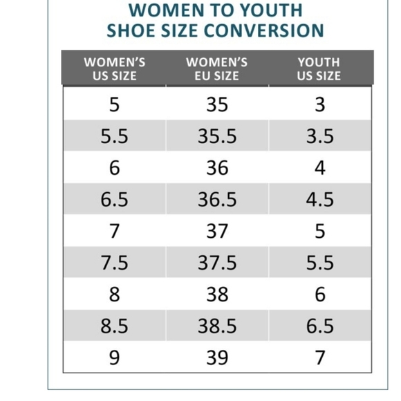 Mens Womens & youth shoe conversion chart!! - Picture 6 of 7